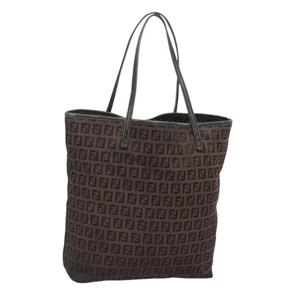 FENDI Zucchino Canvas Tote Bag Brown - Picture 1 of 12
